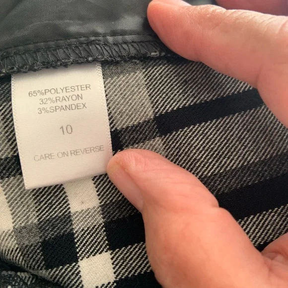 NY&C 7th Ave Collection Women’s Black & White Plaid Pants, Straight Leg, size 10 - Picture 4 of 9